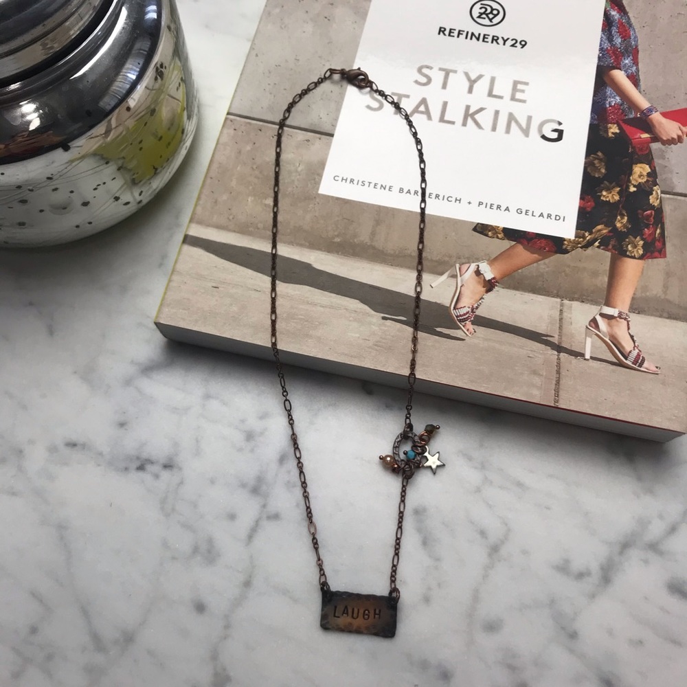 Bronze LAUGH Star Pendant Chain Statement Necklace